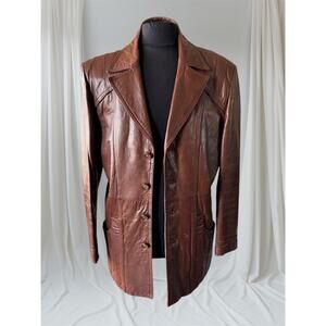 Men's Brown Vintage Leather Jacket, X-Large, 44
